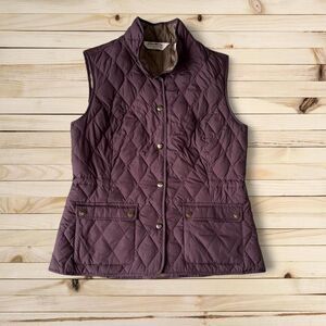 Eddie Bauer Quilted Down Vest Burgundy Snap Button Puffer Vest